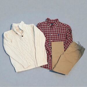 Ralph Lauren Shirt, GAP Cream Sweater and  GAP Tan Chinos Set